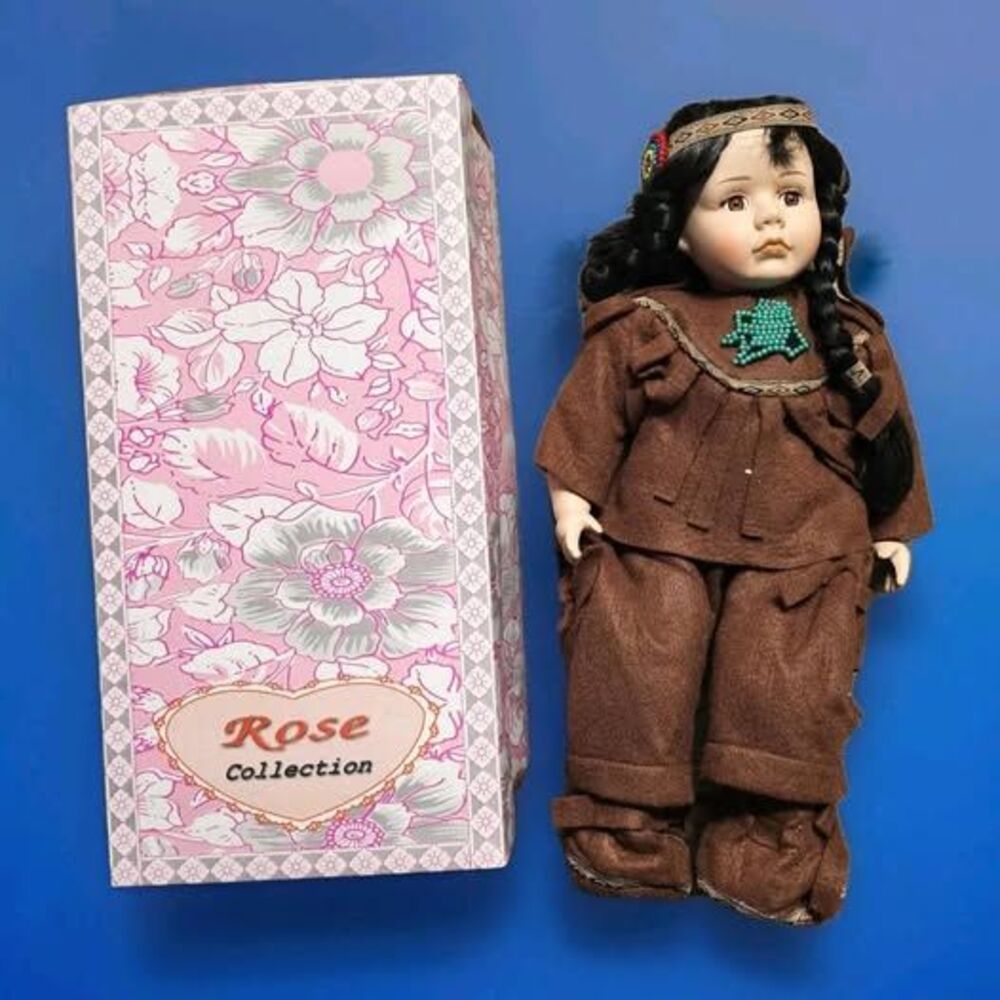 TAKUMA THE ROSE COLLECTION 🌷 Porcelain Doll NATIVE AMERICAN Indian Girl COA Box